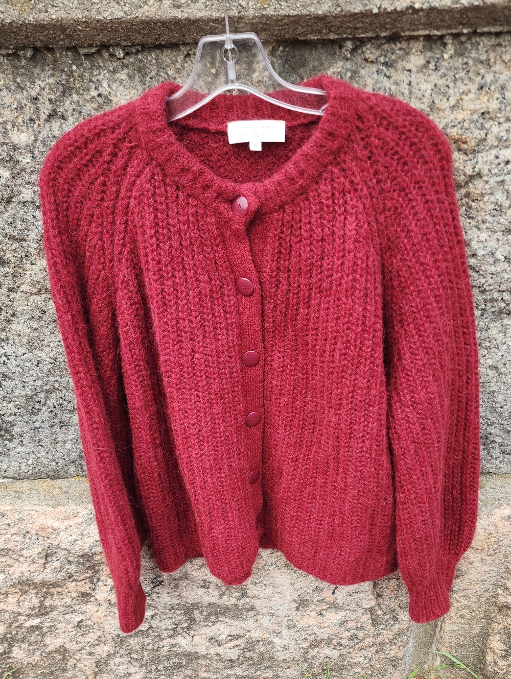 SEZANE Emile Knit Button-Up Alpaca Blend Sweater Cardigan Made In Italy size M